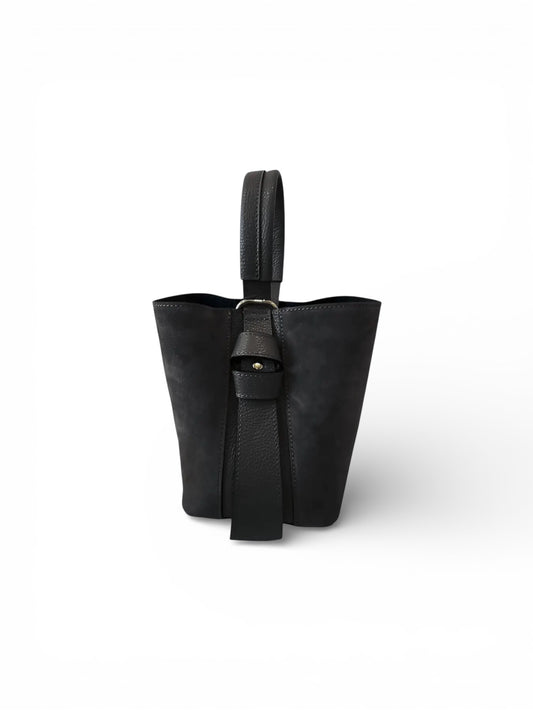 Italian Suede Convertible Handbag | Black