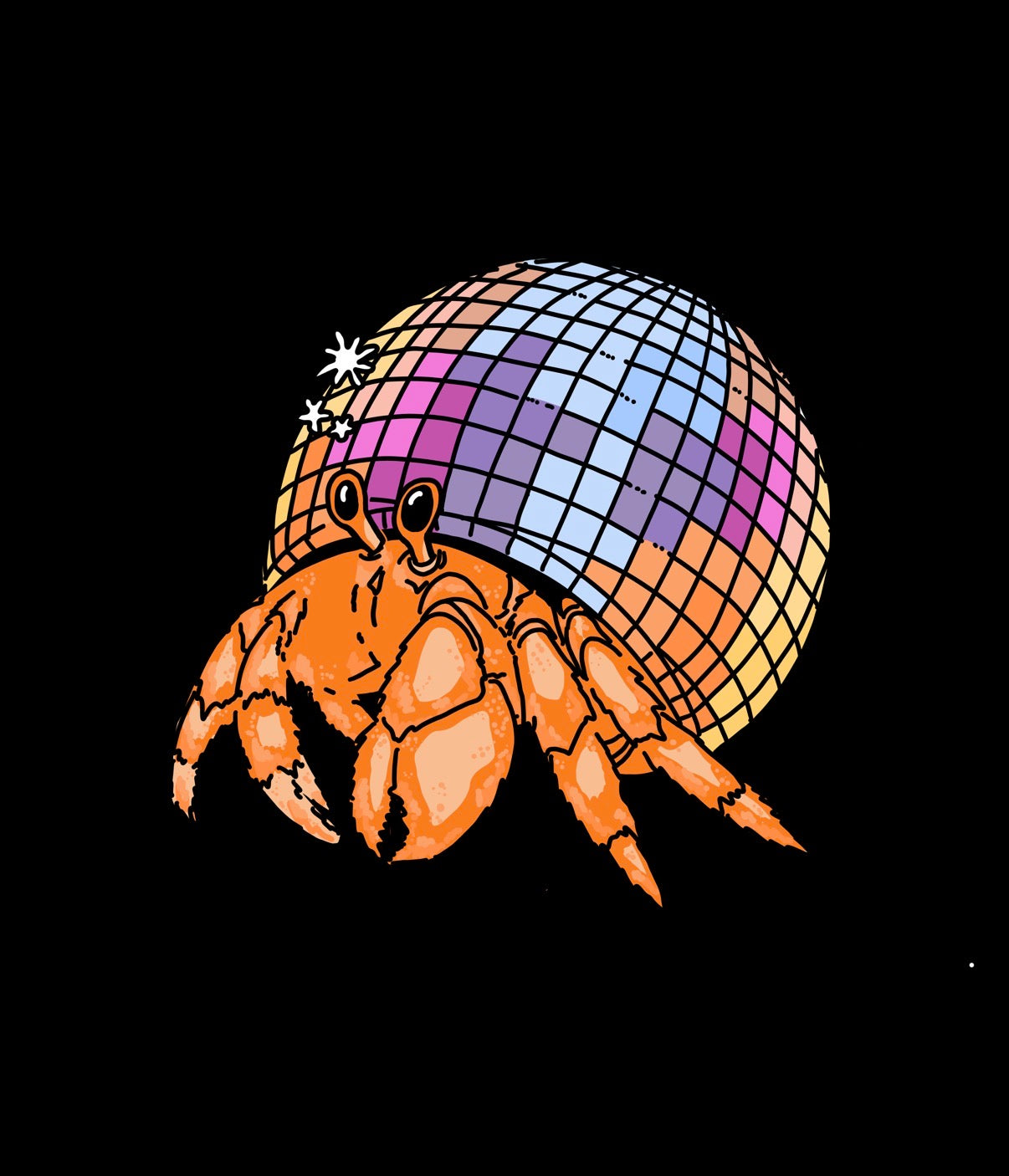 Art Greeting Card | Disco Hermit Crab
