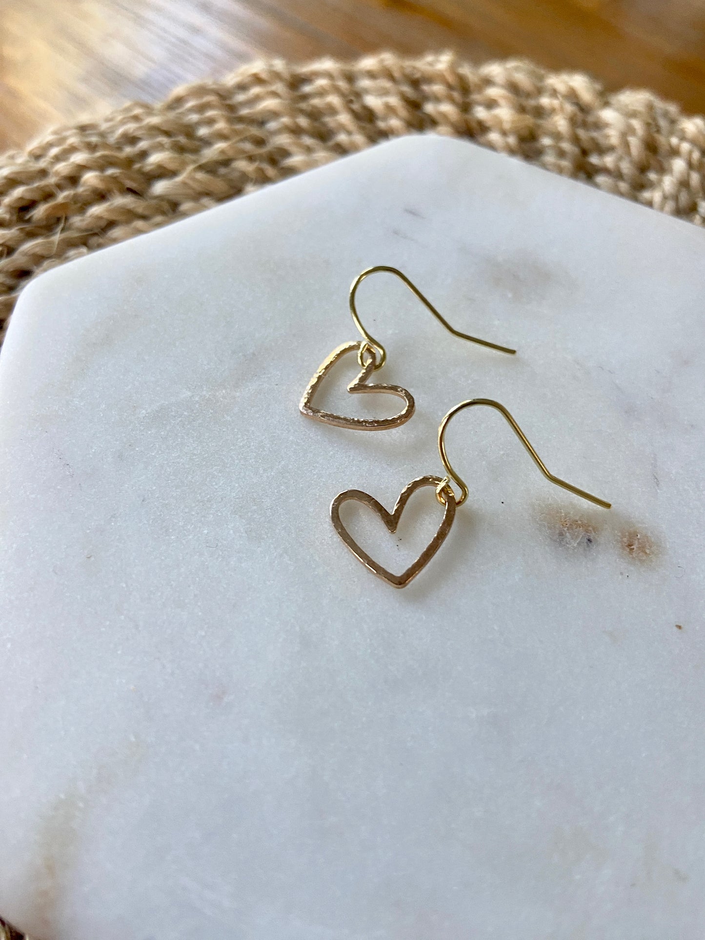 Earrings | Small Hearts | Hammered Texture