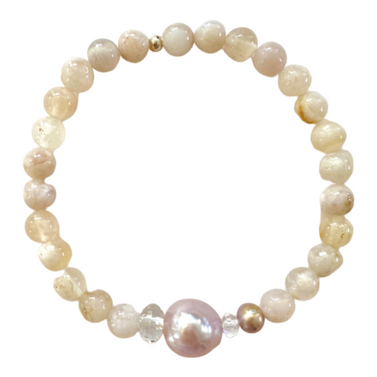 Bracelet | Cherry Blossom Agate | Purple Pearl | Topaz | Swarovski Crystal