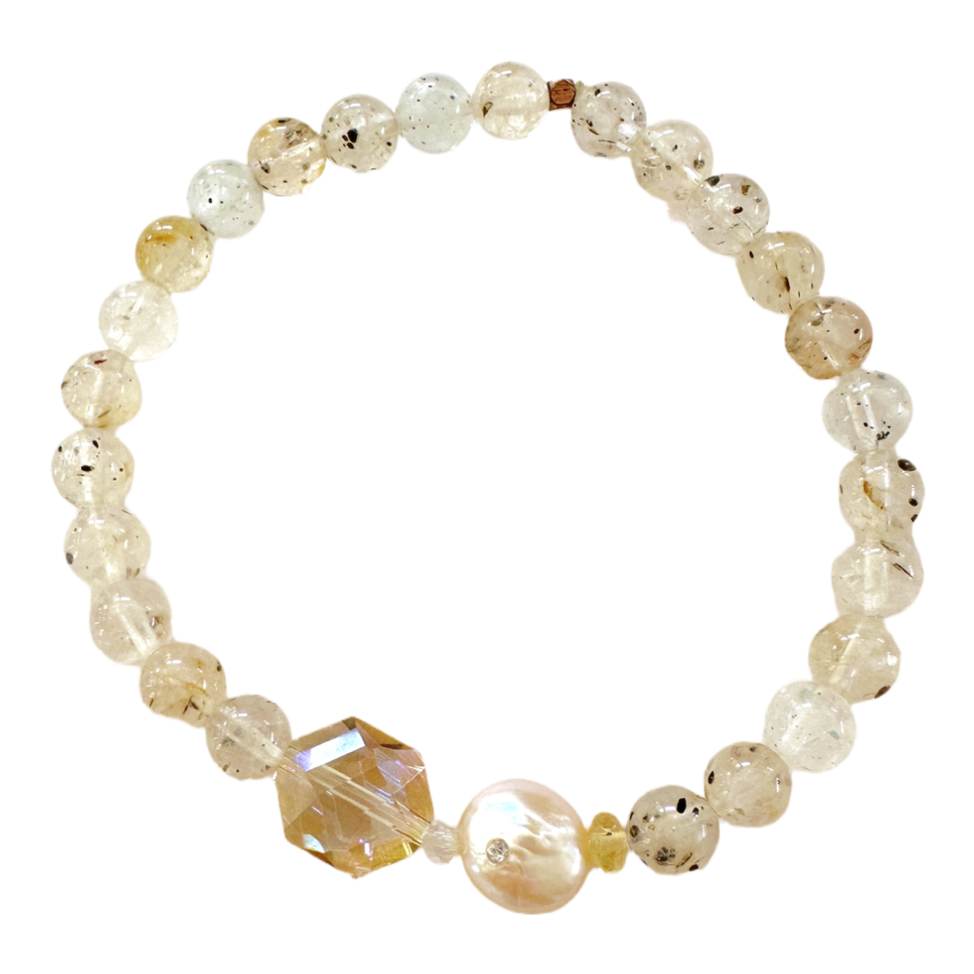 Bracelet | Cherry Blossom Agate | Purple Pearl | Topaz