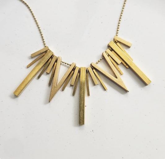 Brass Bar Bib Necklace