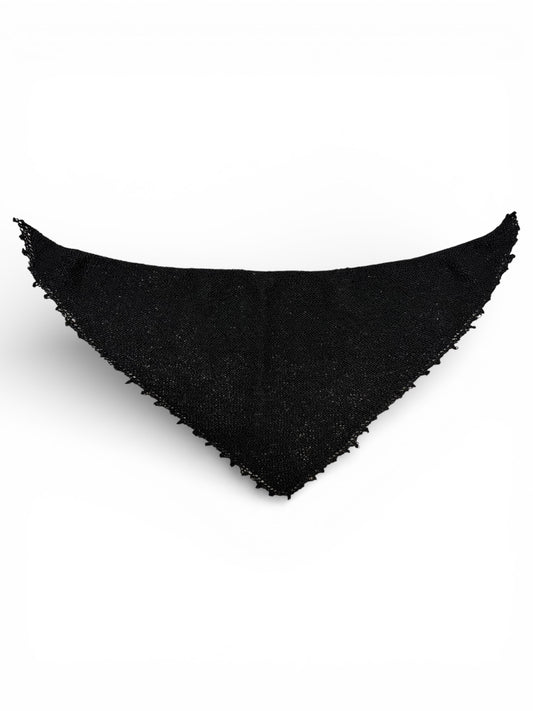 Handmade Linen Crochet Handkerchief Scarf | Black