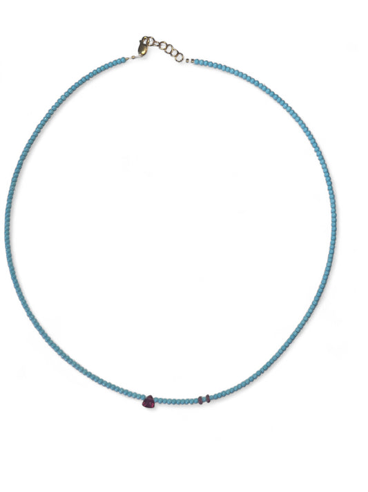 Handmade Necklace | Turquoise + Garnet