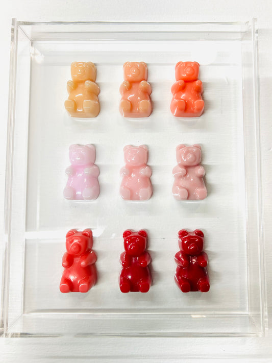 Resin and Acrylic 9 Gummy Bear Art, 8 x 10, Pinks and Peach (CIR014)