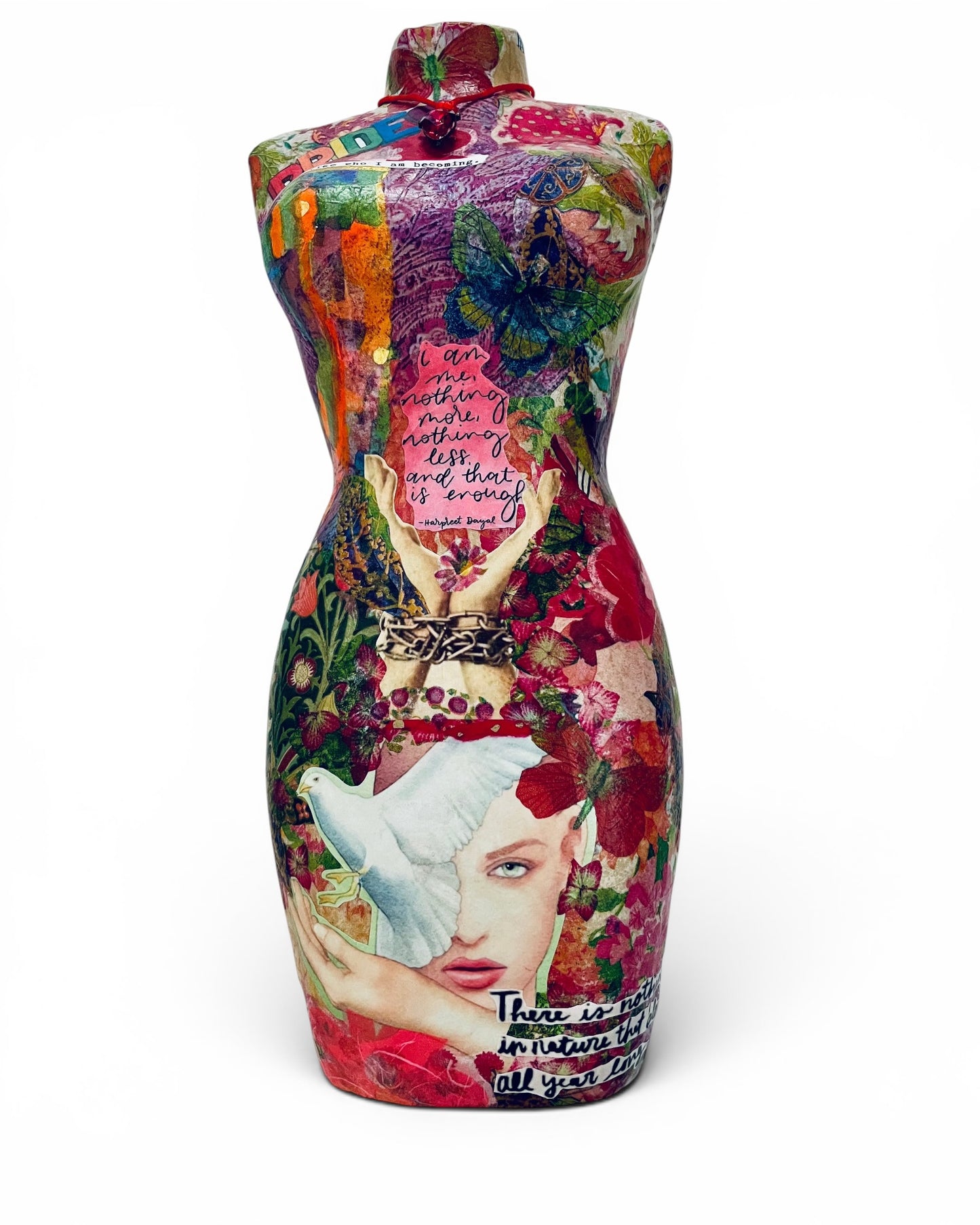I Like Who I Am | Paper Mache Statue with Paper Collage