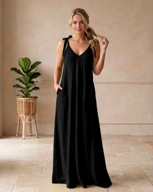 Sleeveless Linen Dress | Black