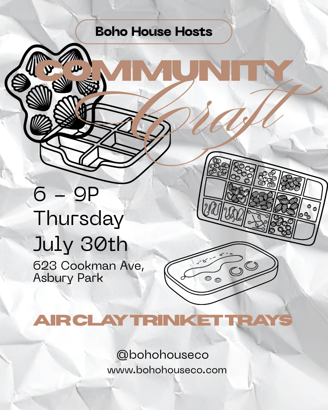 Boho House Community Craft | Air Clay Trinket Trays | July 30th