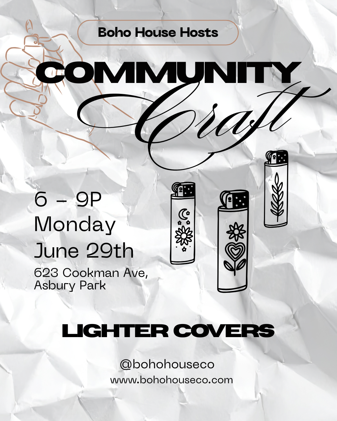 Boho House Community Craft | Bejeweled Lighter Covers | June 29