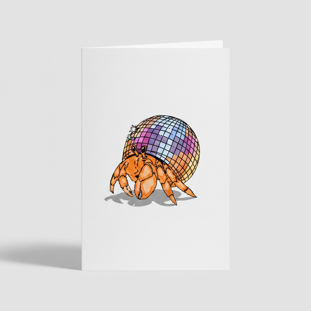 Art Greeting Card | Disco Hermit Crab
