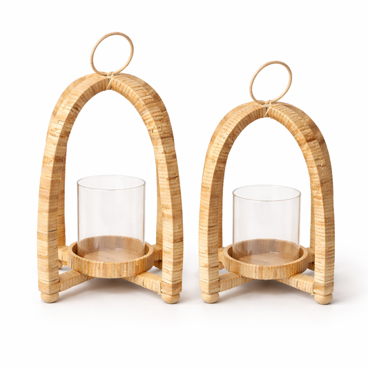 Rattan Arch Lantern | Natural Woven Accent | Two Sizes