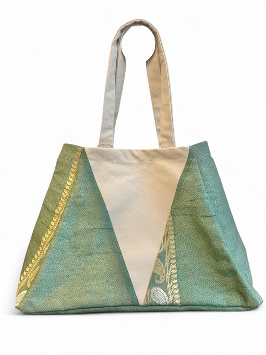 Tulsi Triangle Tote Bag | Sage Green
