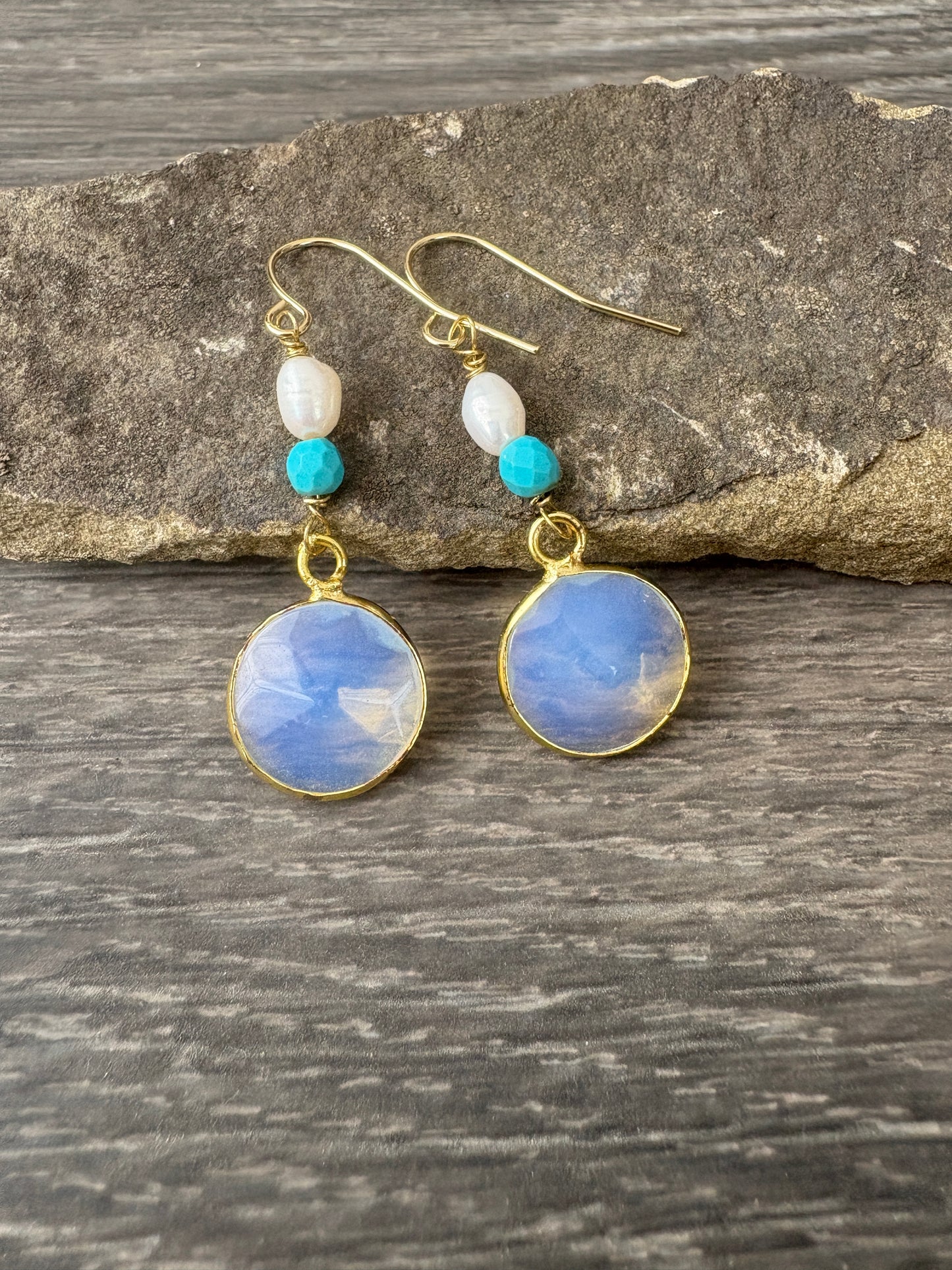Earrings | Gold | Opalite Drops