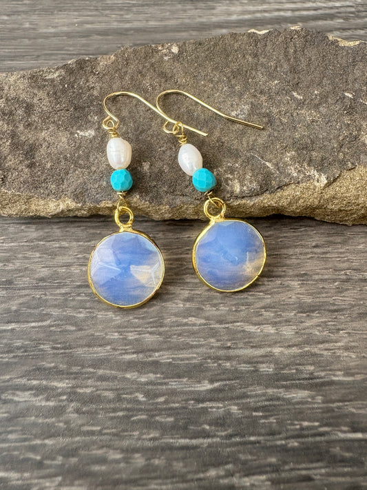 Earrings | Gold | Opalite Drops