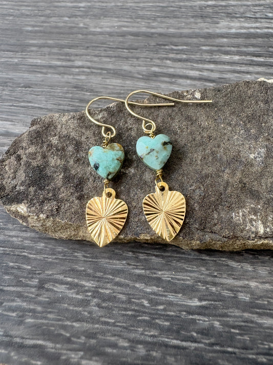 Earrings | Gold | Turquoise Hearts