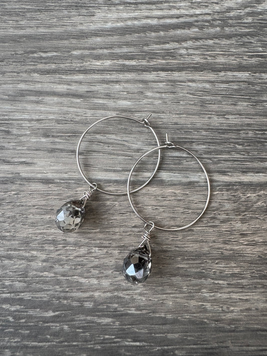 Earrings | Silver | Hematite Hoop