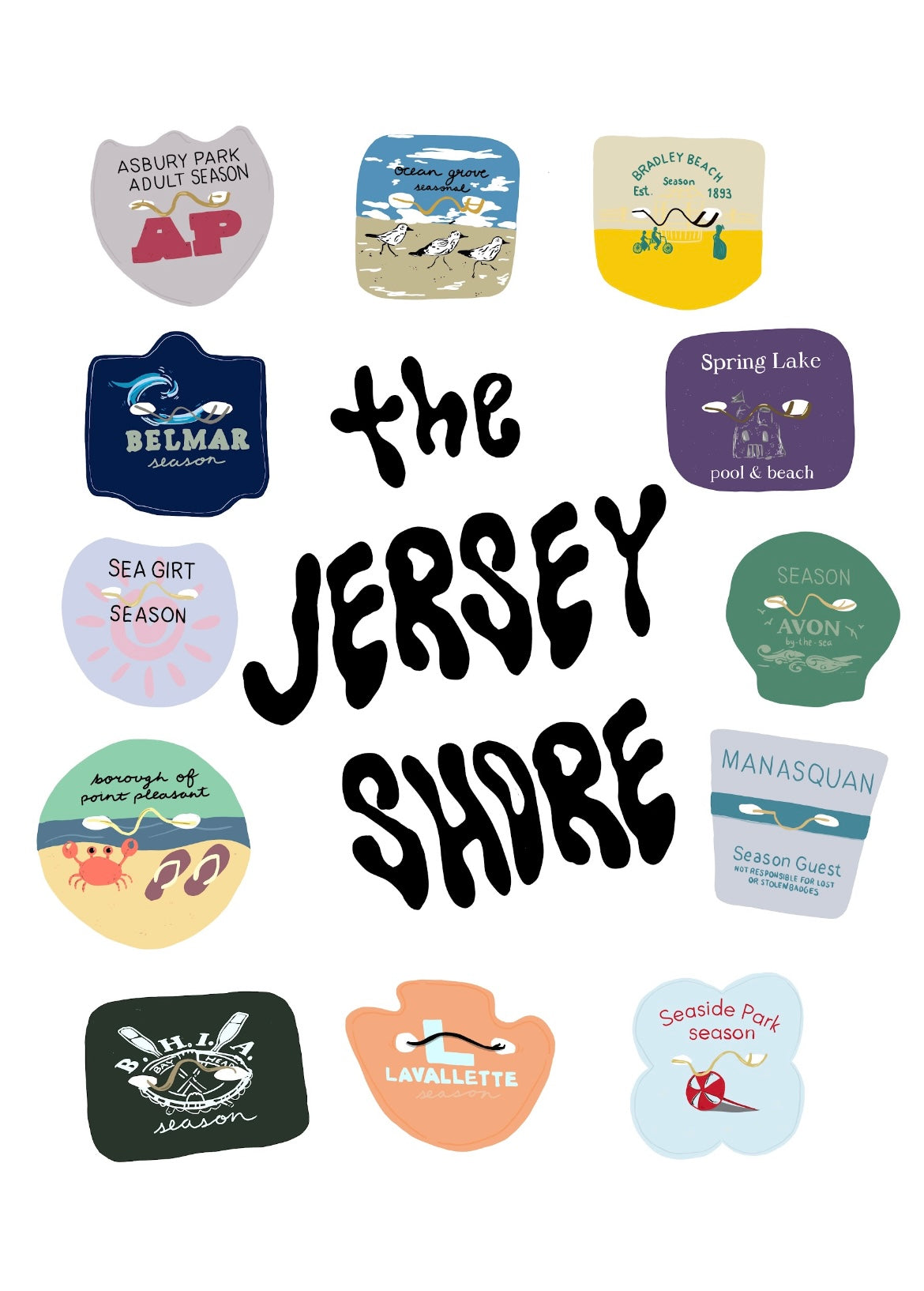 Print | Jersey Shore Beach Badges