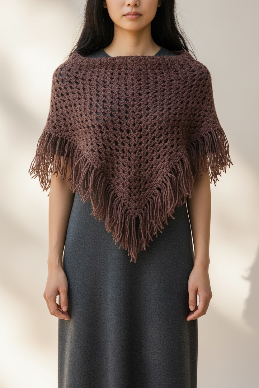 Handmade Wool Crochet Handkerchief Scarf | Plum