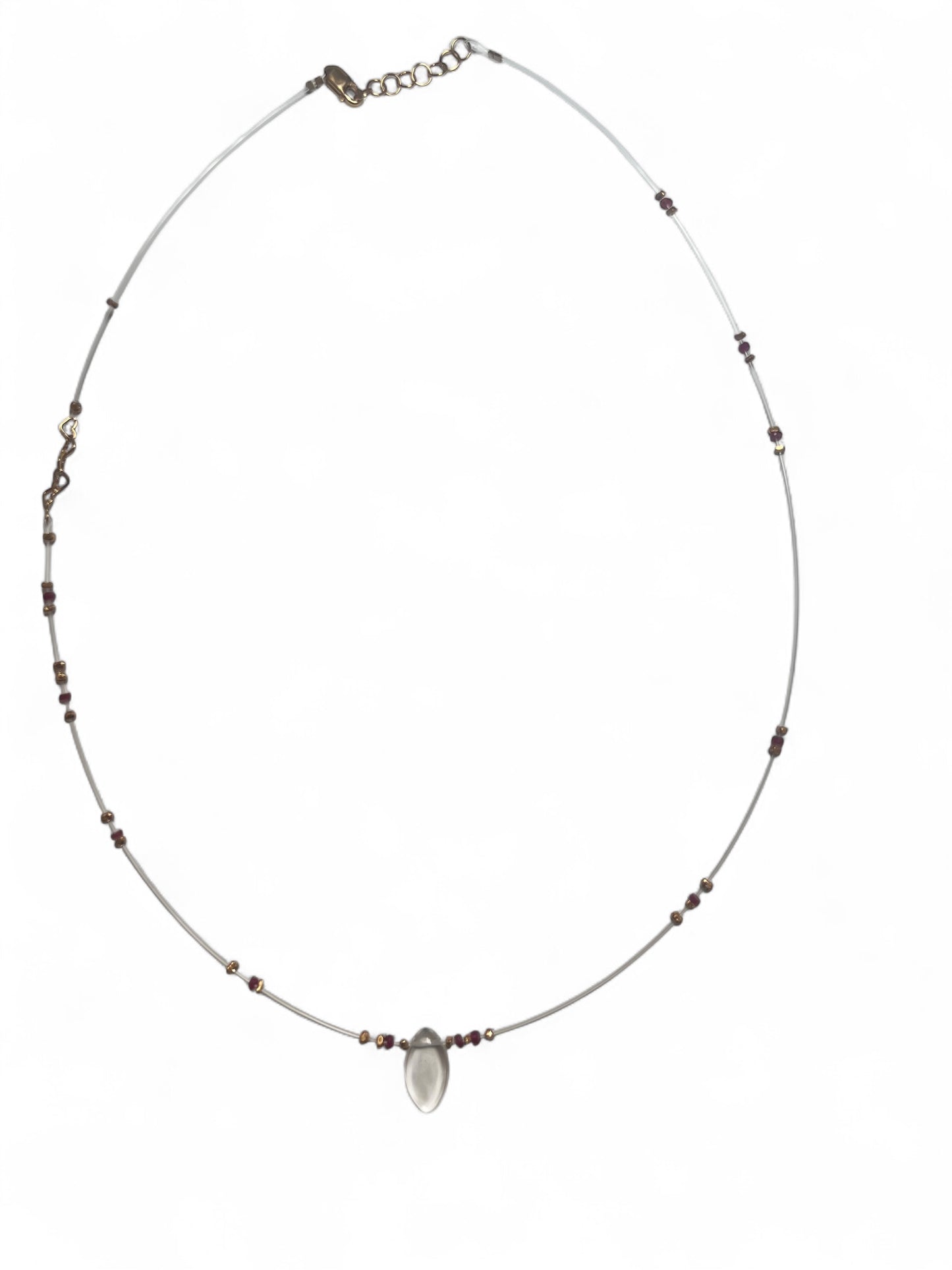 Handmade Necklace | Polished Quarts + Rubies