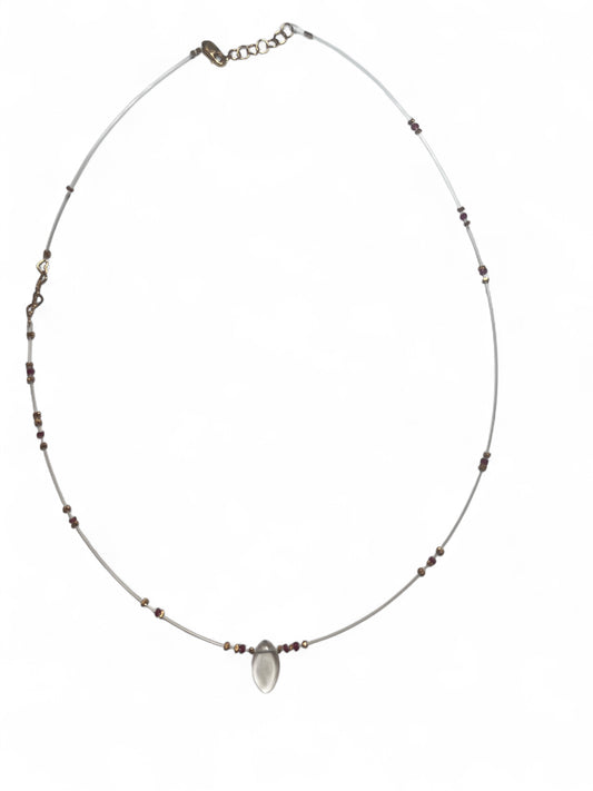 Handmade Necklace | Polished Quarts + Rubies
