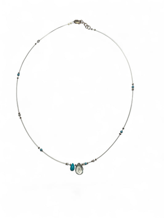Handmade Necklace| Sleeping Beauty Turquoise + Green Amethyst