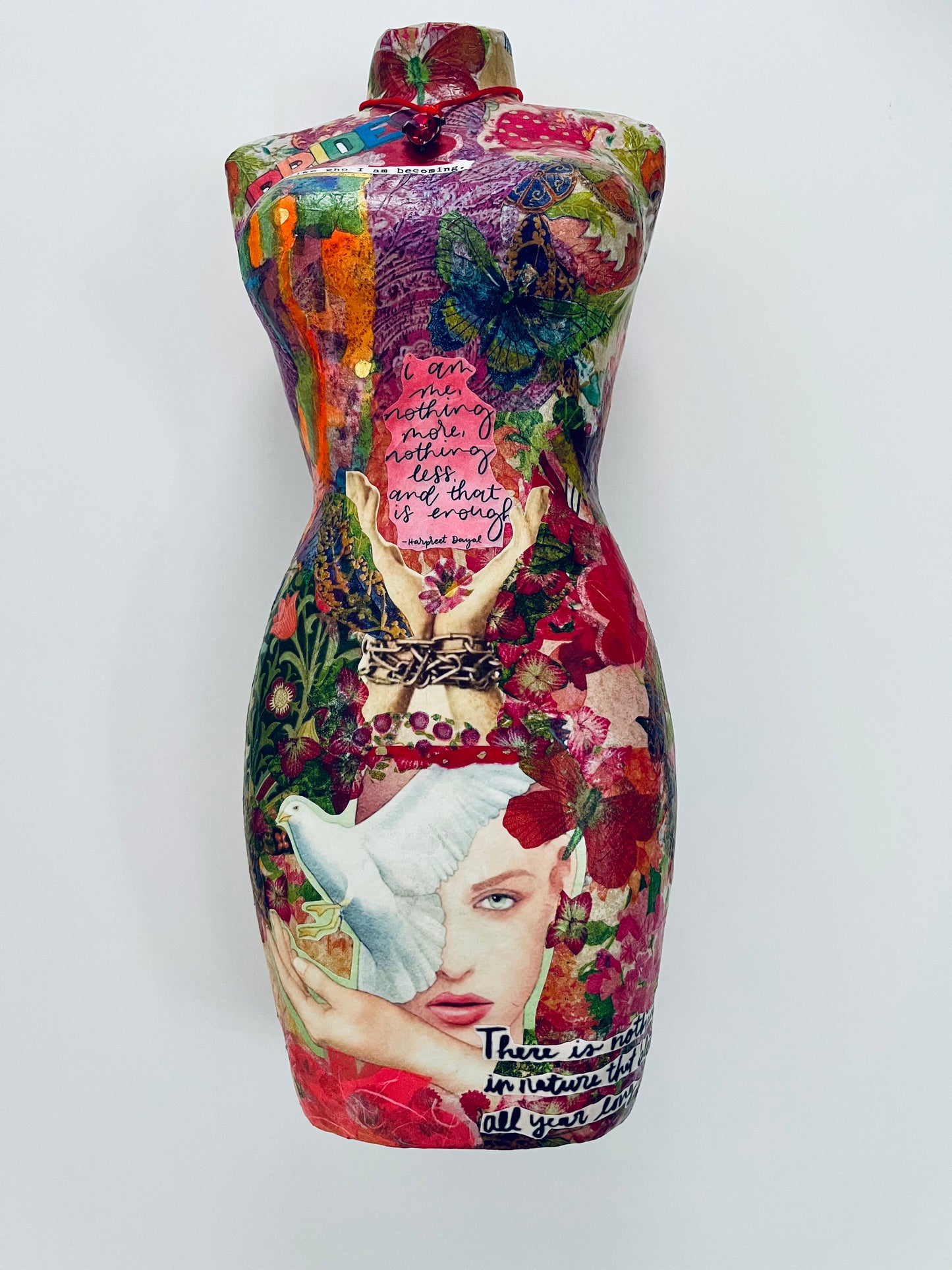 I Like Who I Am | Paper Mache Statue with Paper Collage
