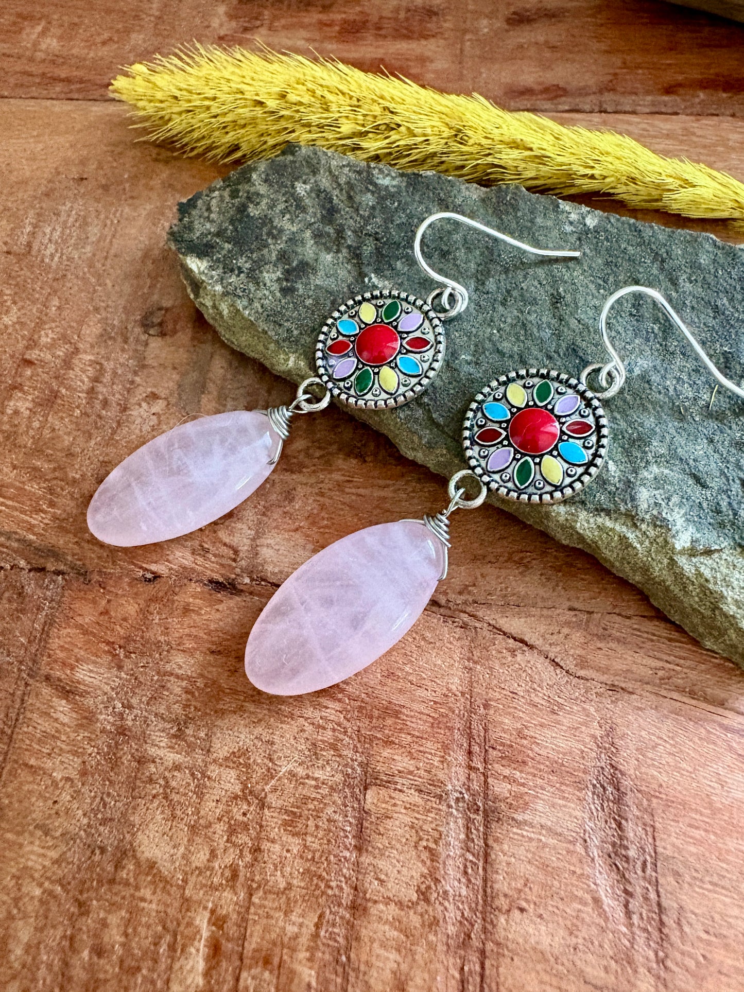 Earrings | Silver | Rose Quartz