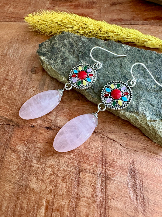 Earrings | Silver | Rose Quartz