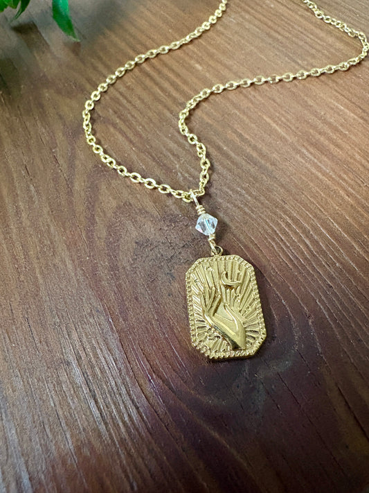 Necklace | Gold | Hand Moon