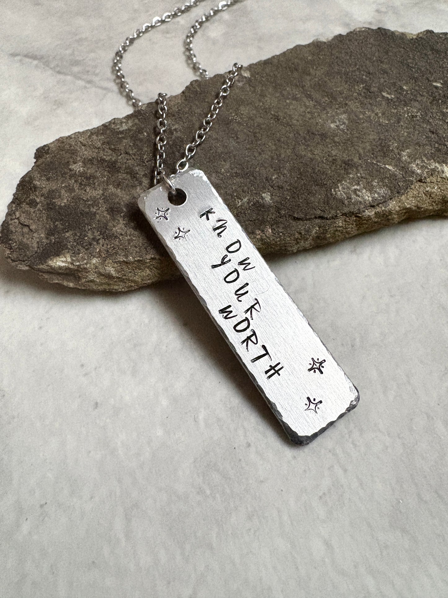 Necklace | Stamped | Long Rectangle