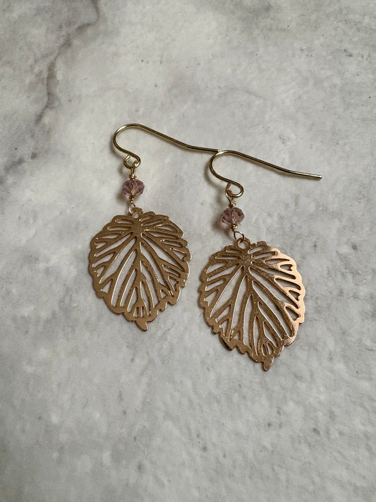 Earrings | Gold | Open Leaf