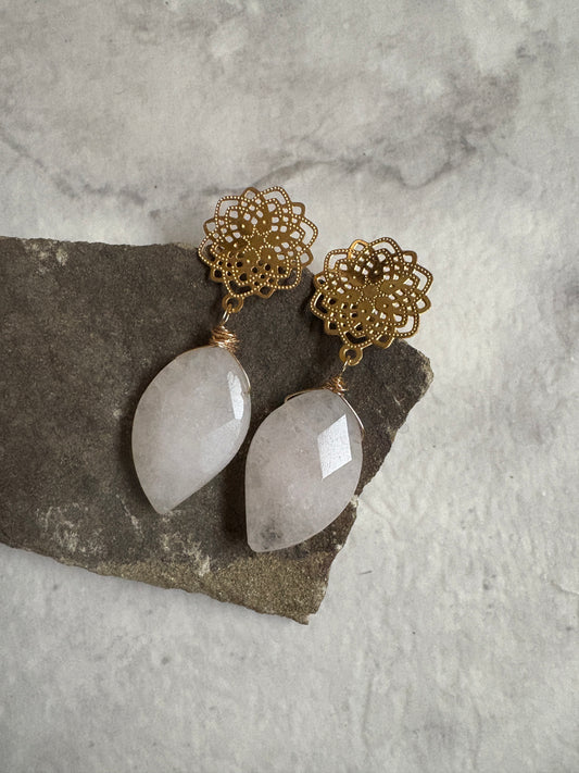 Earrings | Gold | Geometric Flower Post