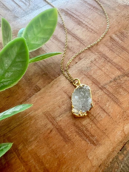 Handmade Necklace | Gold Druzy