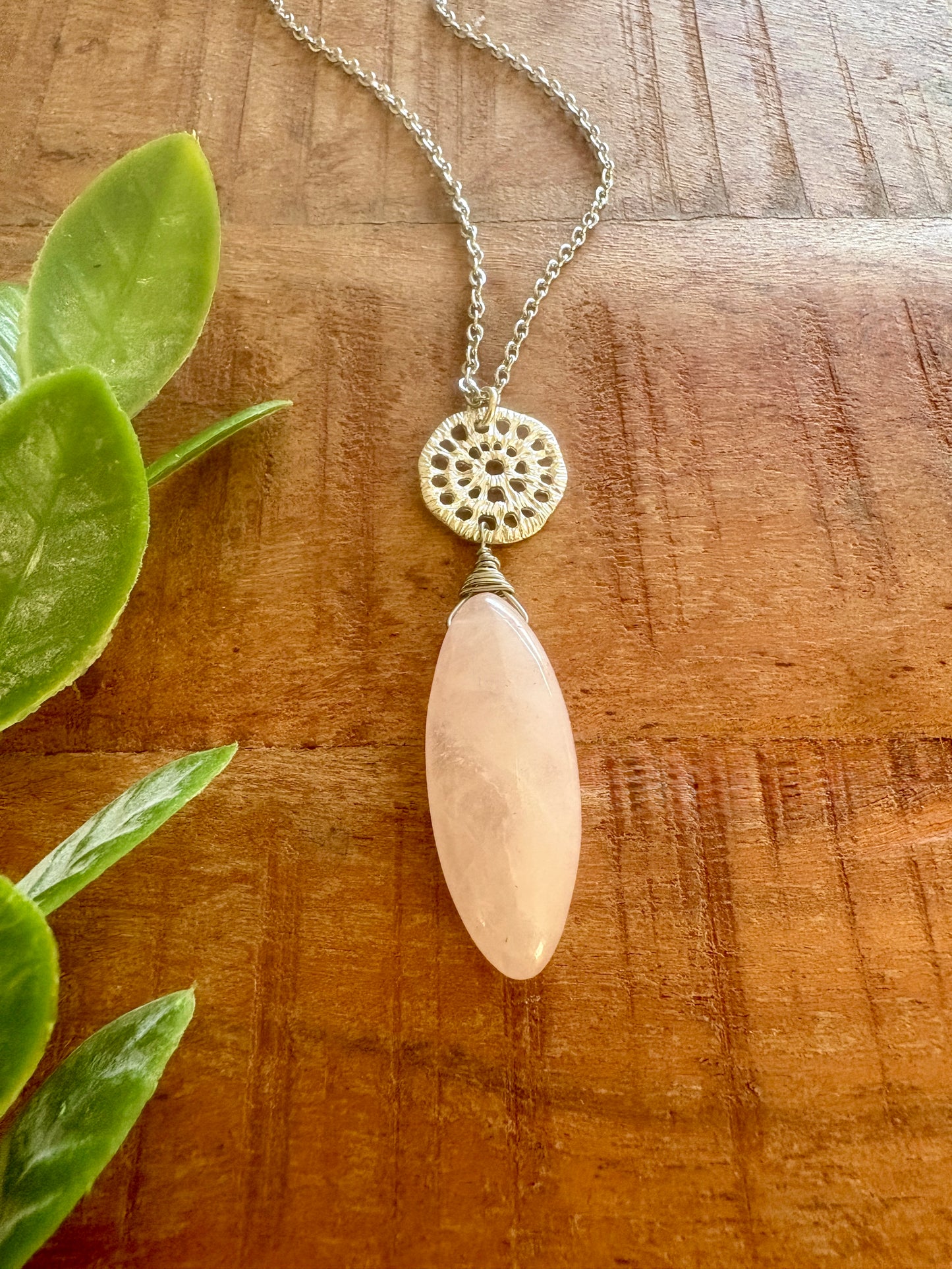 Handmade Necklace | Silver Rose Quartz