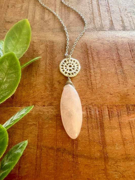 Handmade Necklace | Silver Rose Quartz