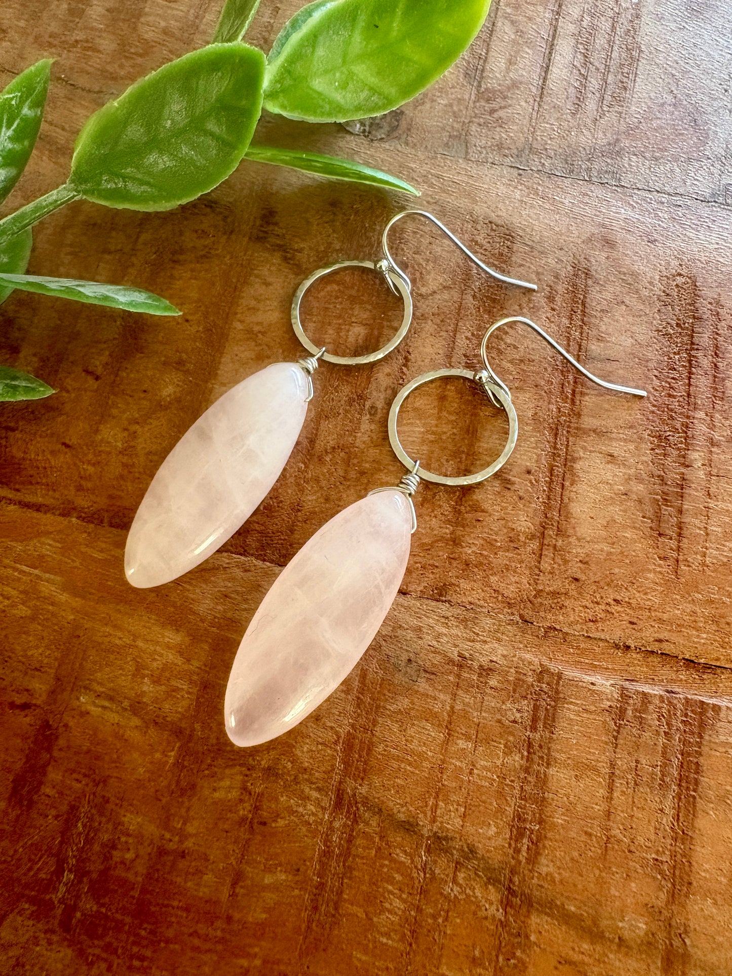 Handmade Earrings | Silver Rose Quartz