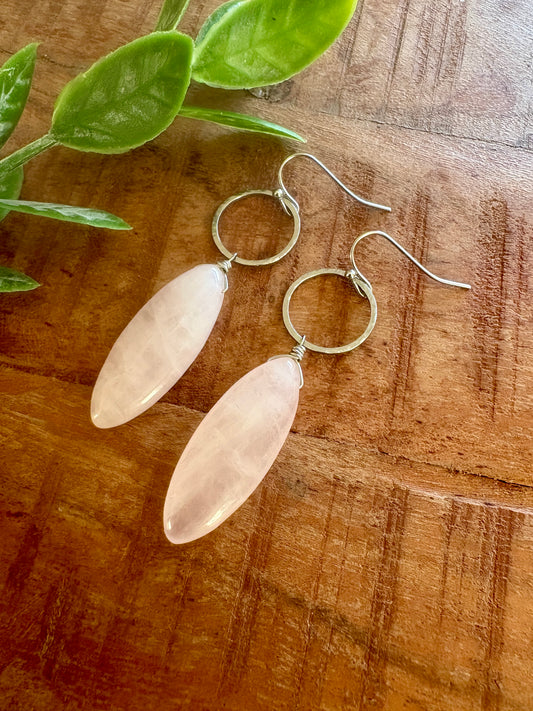 Handmade Earrings | Silver Rose Quartz