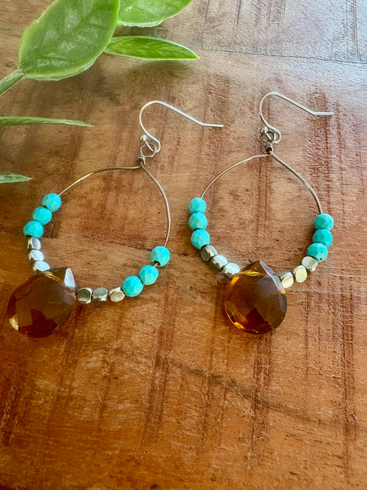 Handmade Earrings | Turqouise Hoops