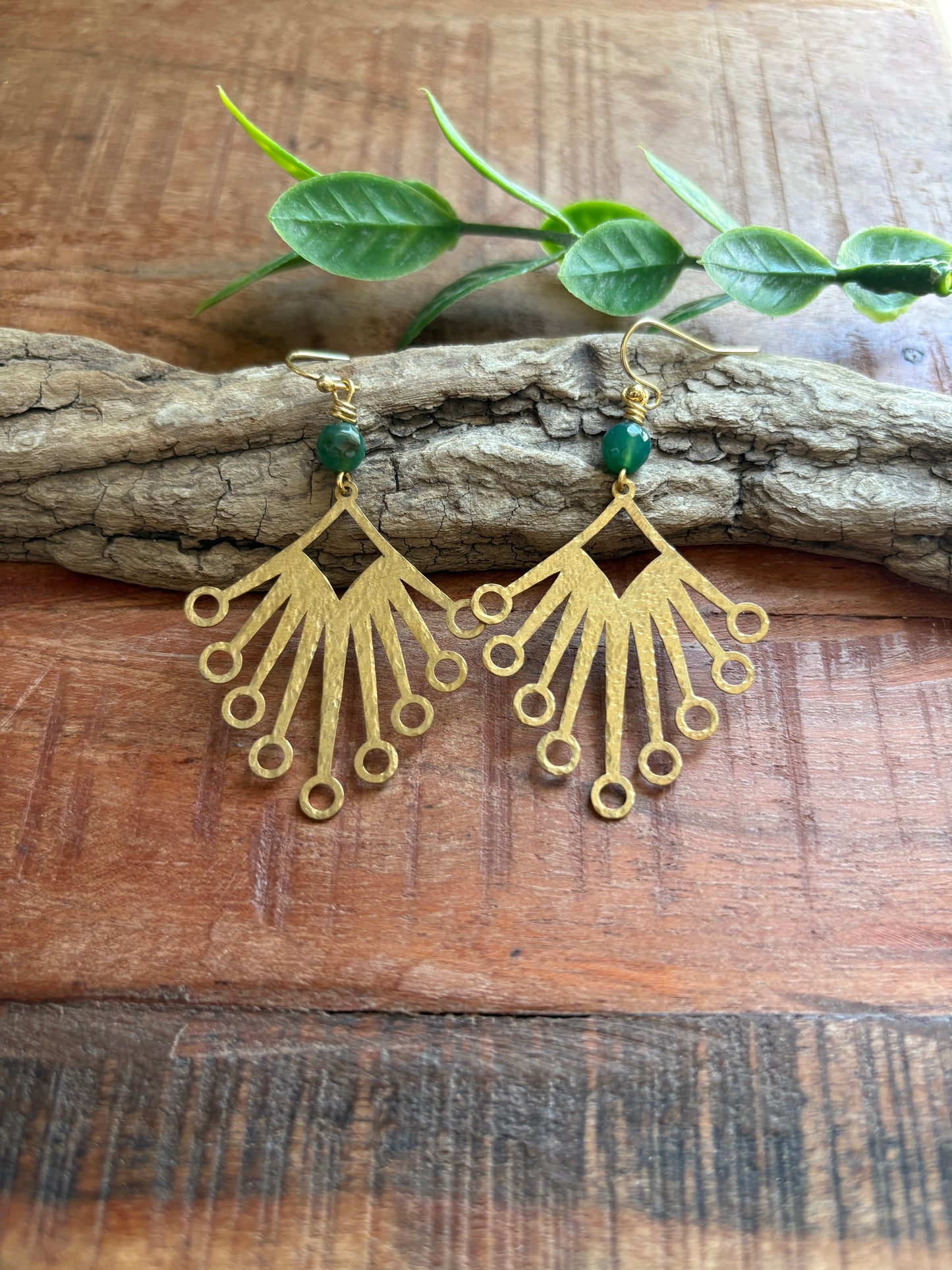 Handmade Earrings | Gold Peacock Drops