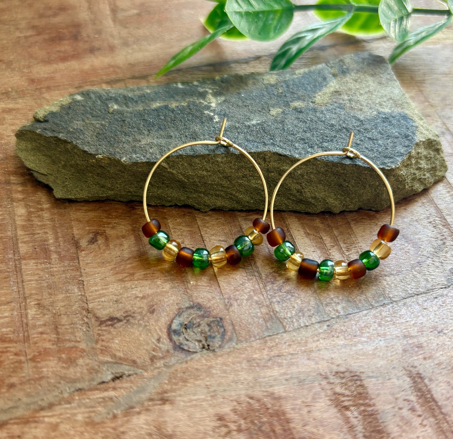 Handmade Earrings | Confetti Beaded Hoops