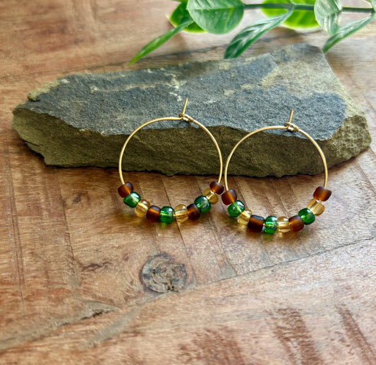Handmade Earrings | Confetti Beaded Hoops