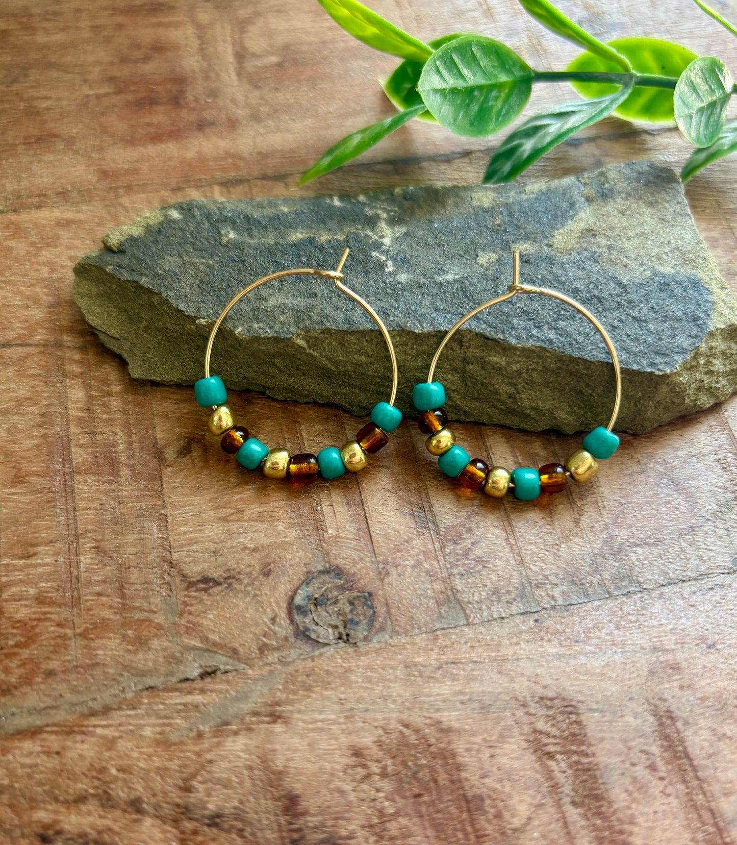 Handmade Earrings | Golden Hour Beaded Hoops