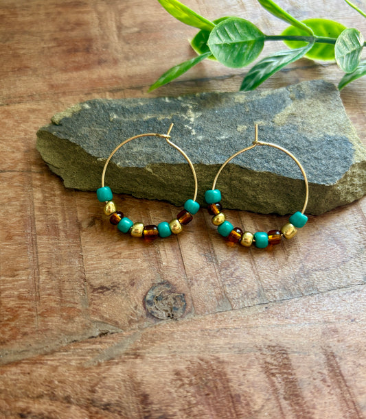 Handmade Earrings | Golden Hour Beaded Hoops