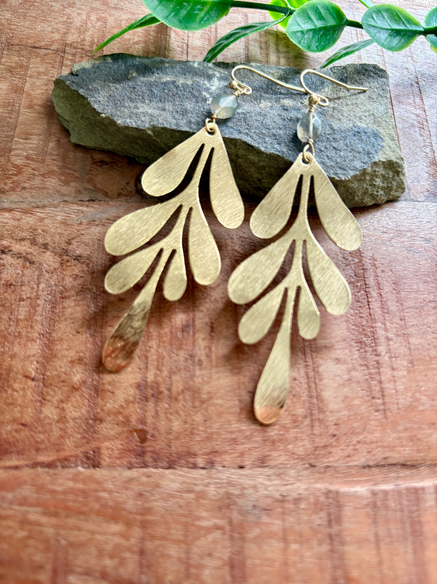Handmade Earrings | Gold Leaf Drops