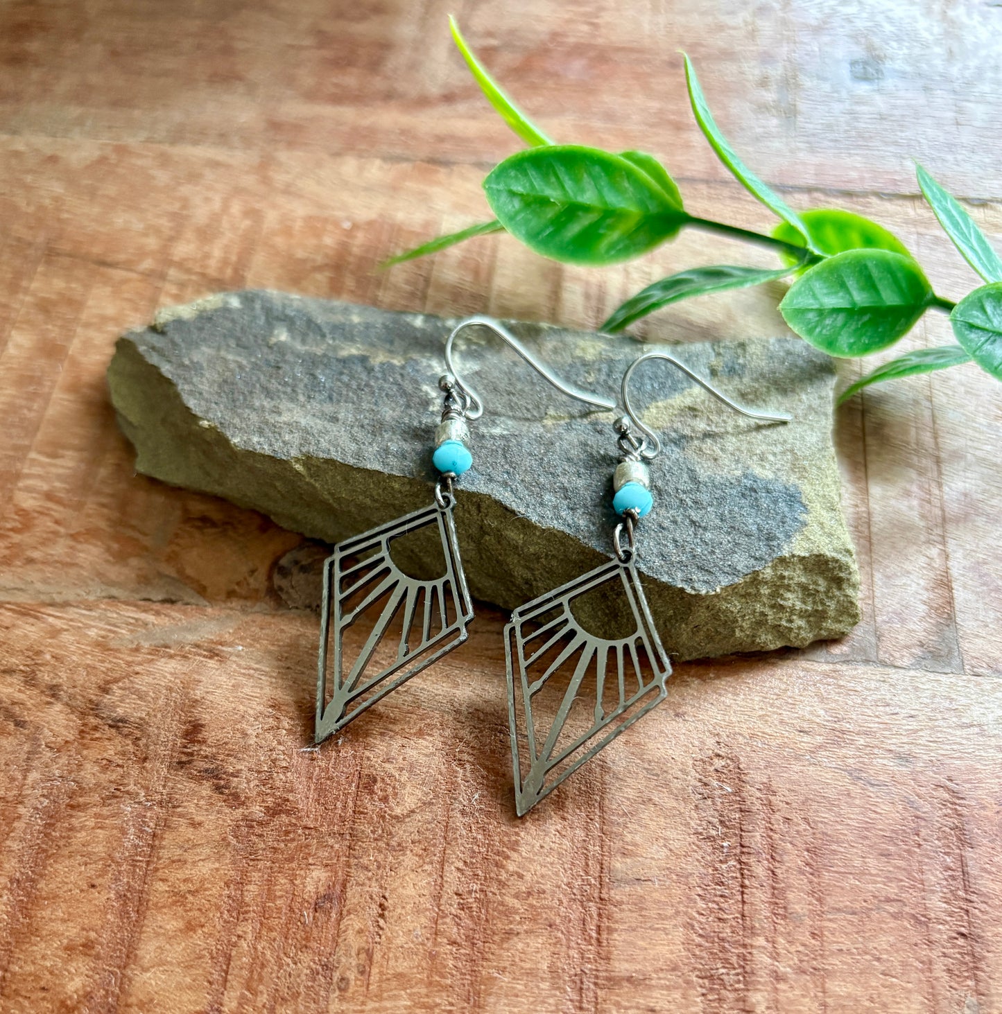 Handmade Earrings | Silver Reflection Turquoise Drops