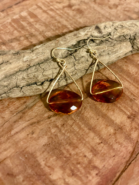 Handmade Earrings | Amber Triangle