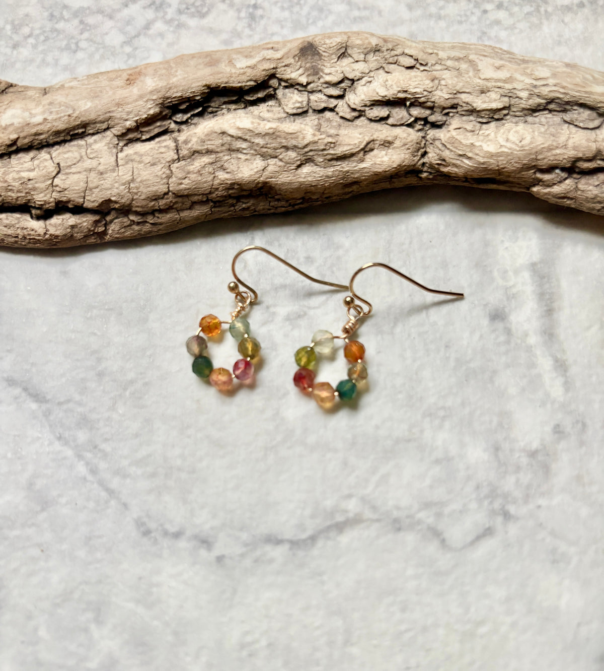 Handmade Earrings | Multi Gemstones Hoops