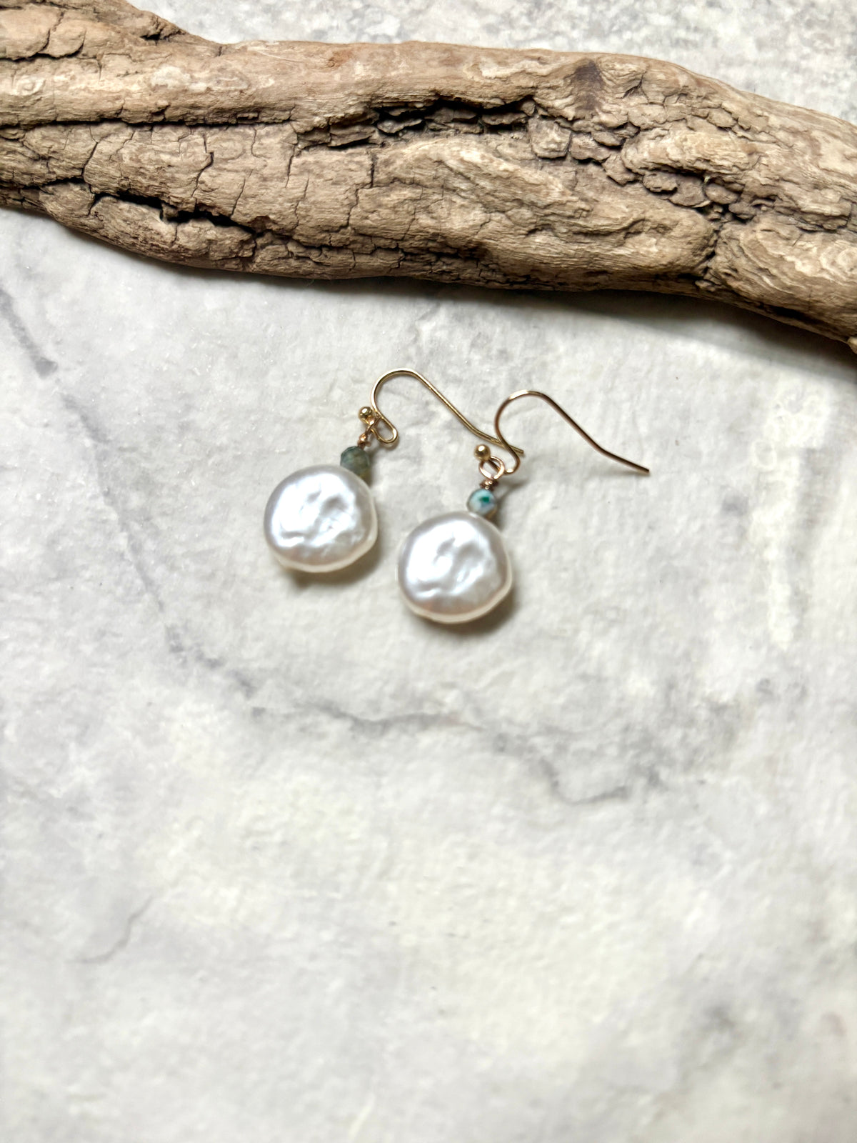 Handmade Earrings | Pearl Blue Bead