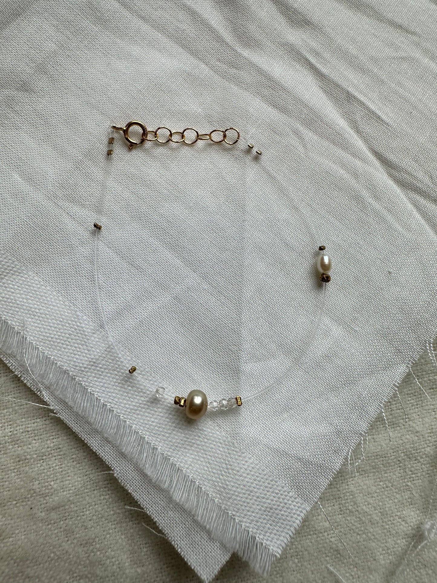 Handmade Bracelet | Golden + White Pearl