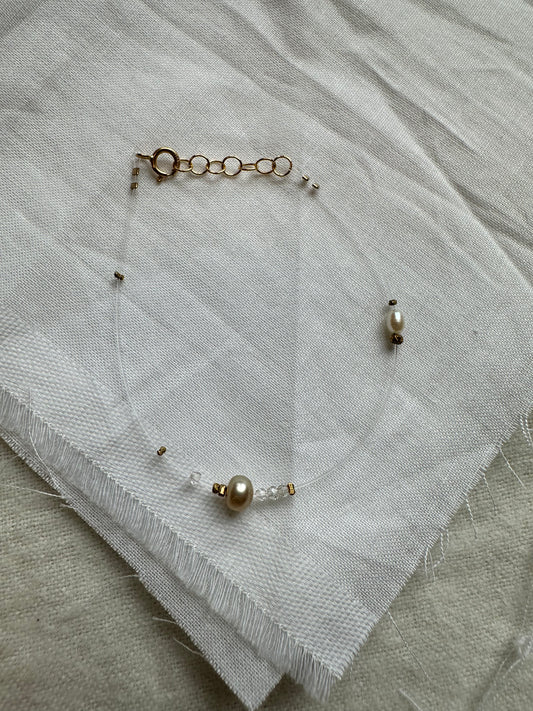 Handmade Bracelet | Golden + White Pearl